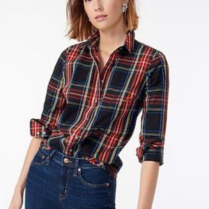 J. Crew Perfect Fit light cotton shirt in black Stewart tartan